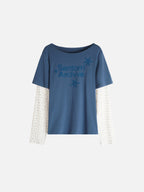 Letter-Print Layered-Look Boxy Top