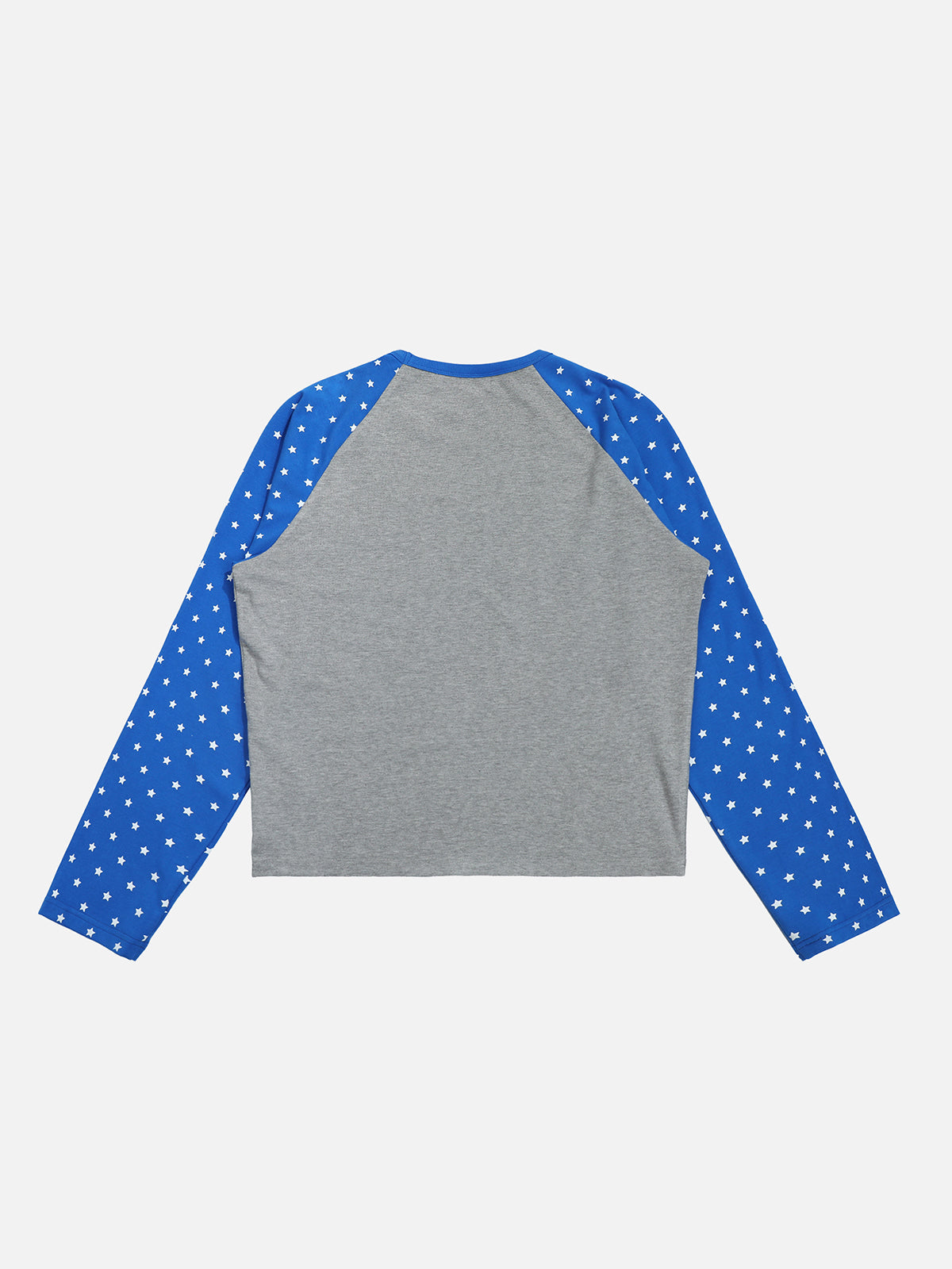 Star-Print Raglan Sleeve Cropped Graphic Long-Sleeve T-Shirt
