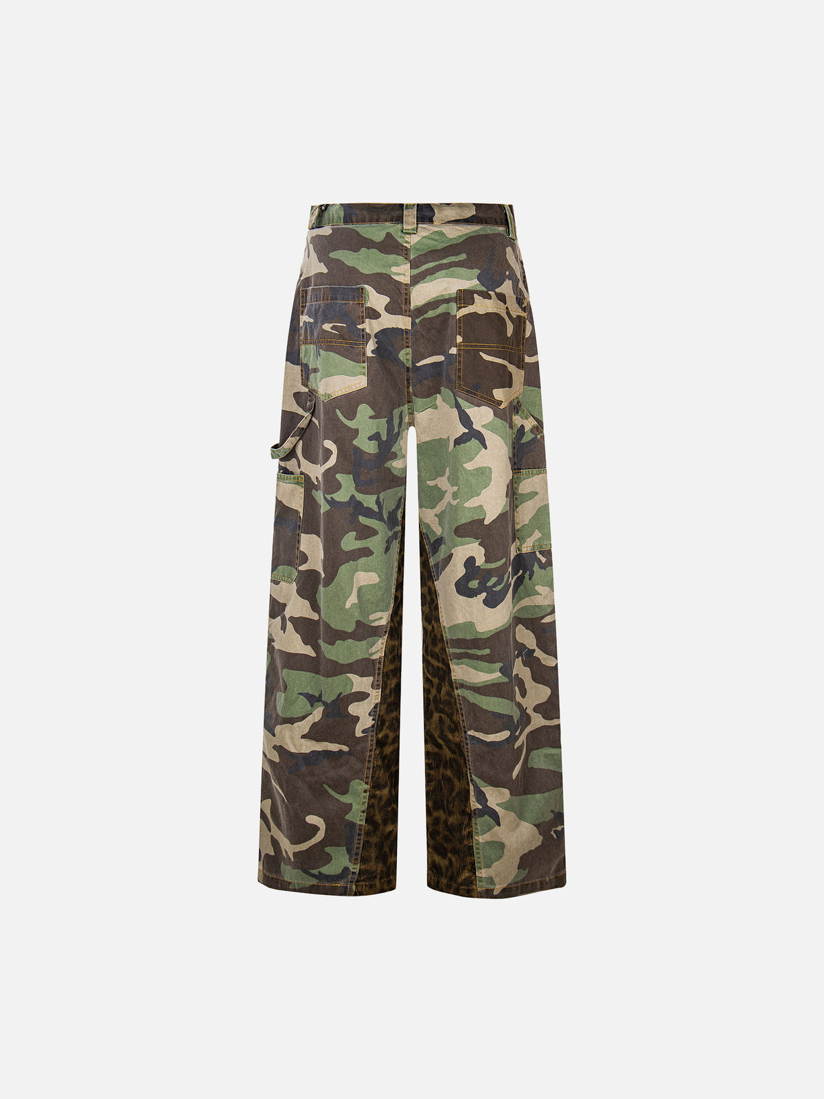 Camo & Leopard Panelled Baggy Barrel Carpenter Pants