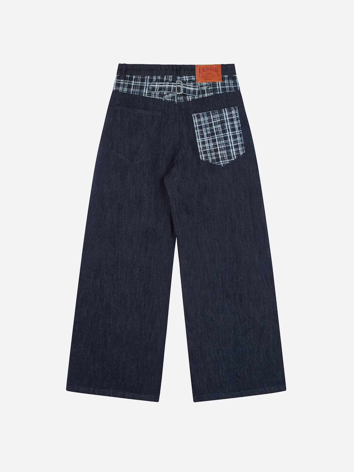 Plaid-Panelled Straight-Leg Jeans