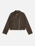 Asymmetric-Zip Boxy Moto Jacket