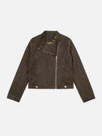 Asymmetric-Zip Boxy Moto Jacket