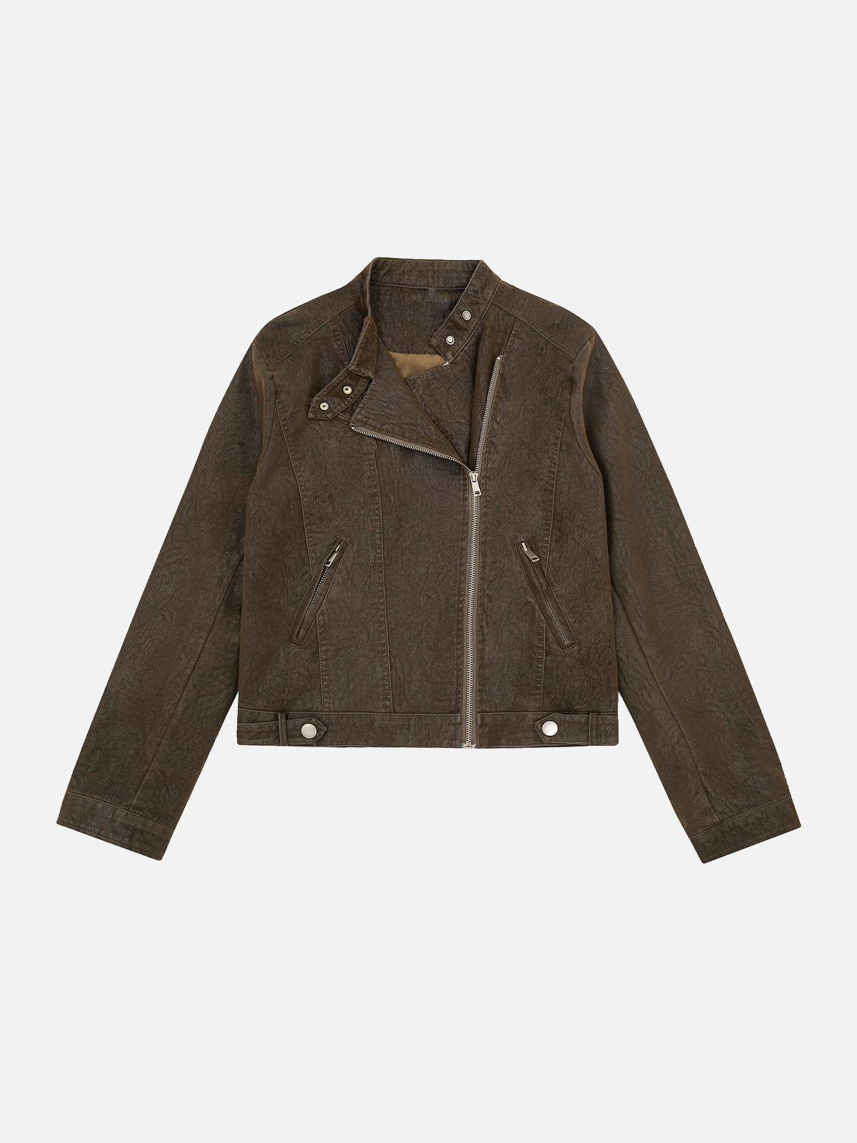 Asymmetric-Zip Boxy Moto Jacket