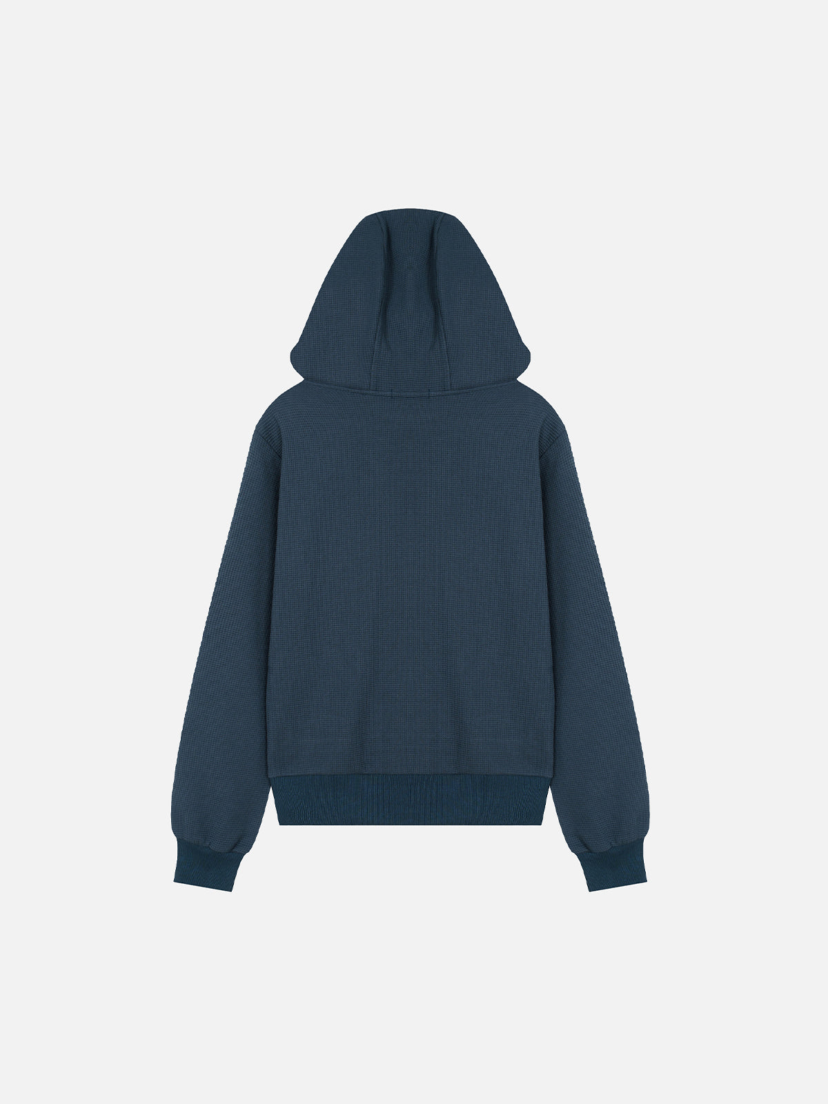 Distressed Union Jack Graphic Waffle-Knit Boxy Zip-Up Hoodie