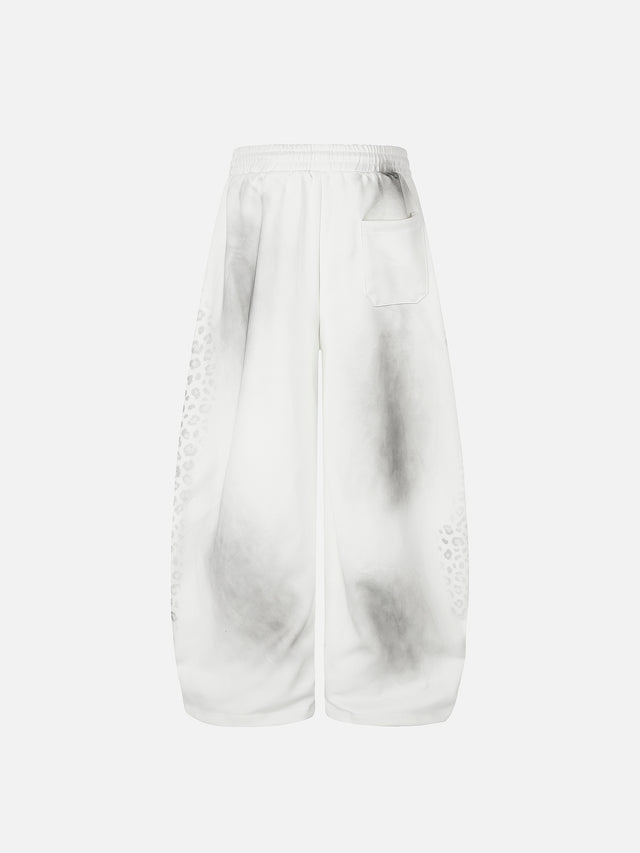 Faded Leopard-Print Script Graphic Baggy Sweatpants