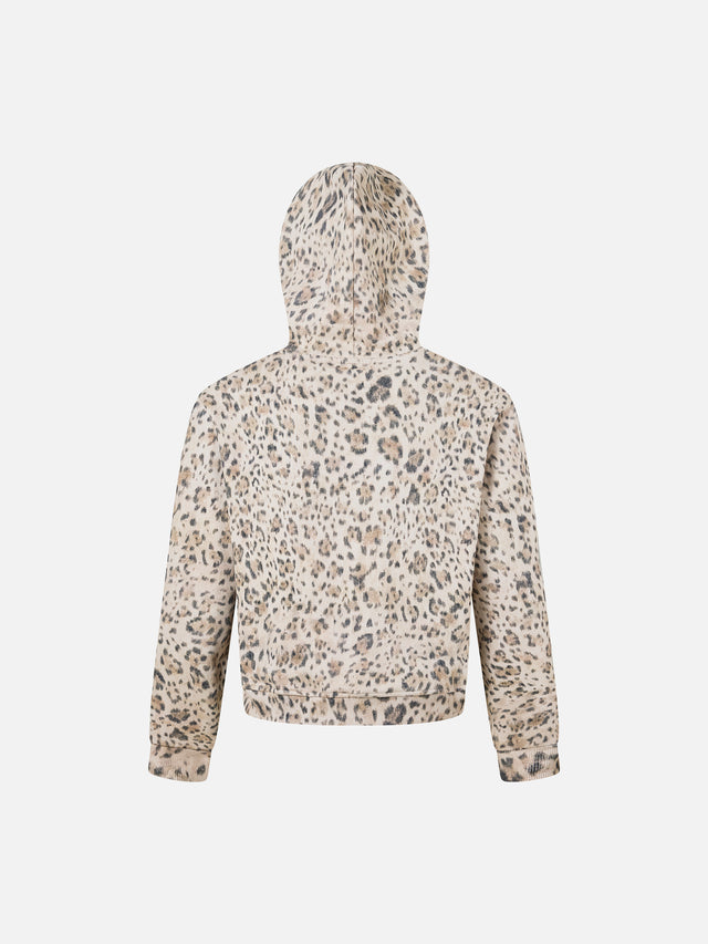 All-Over Leopard Print Boxy Zip Hoodie