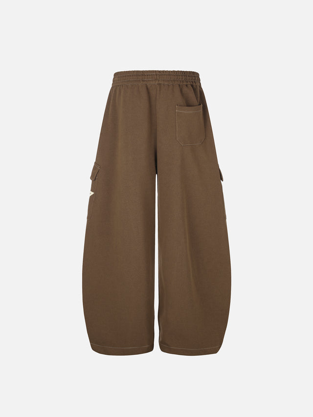 Star-Appliqué Contrast-Stitched Baggy Cargo Sweatpants