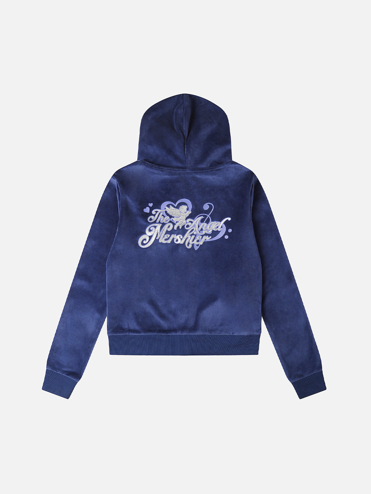 Rhinestone Cross Velour Zip-Up Hoodie