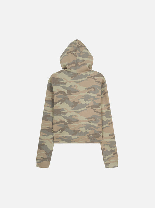 Camo Military-Braid Boxy Zip-Up Hoodie