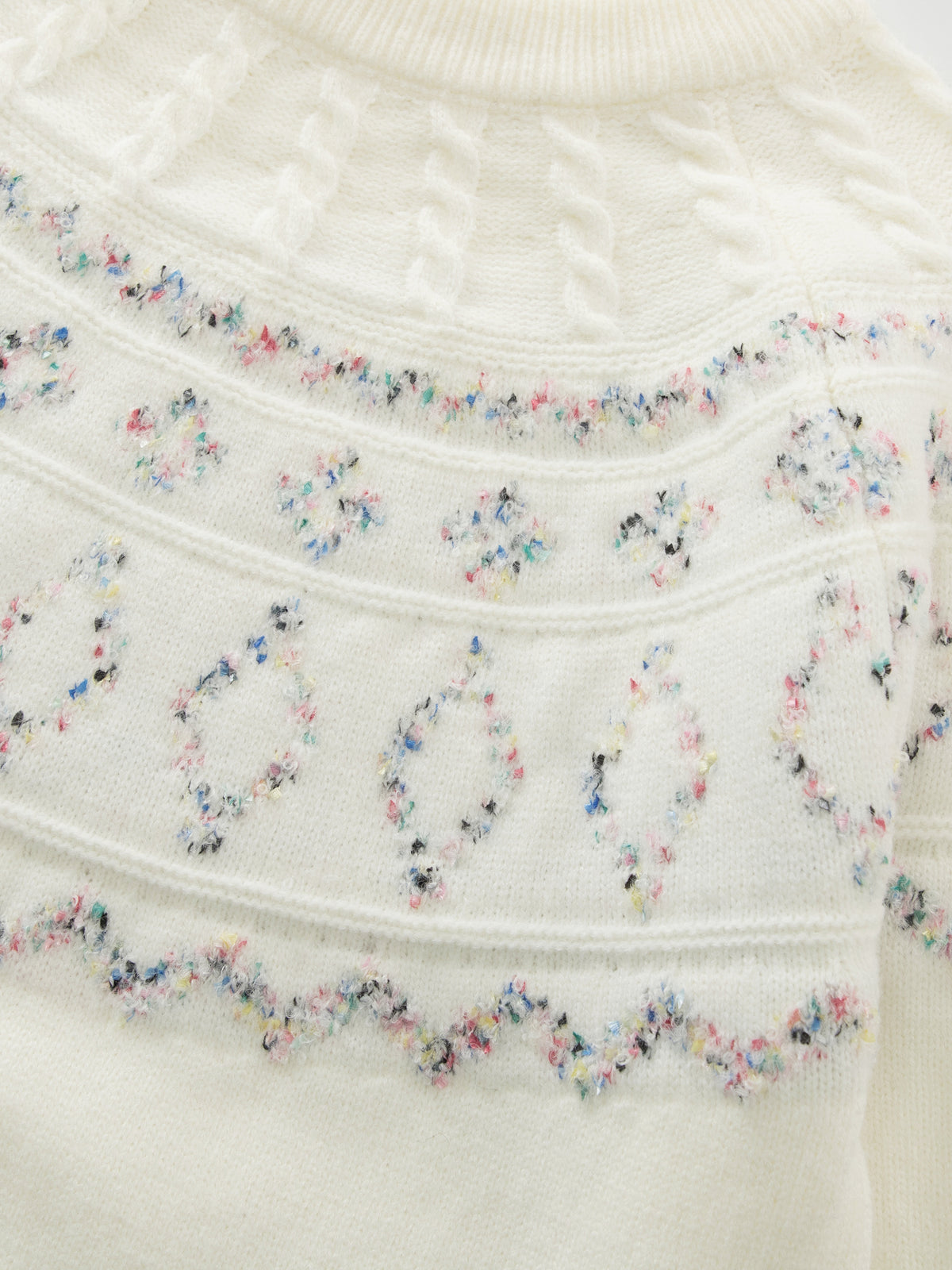 Cable-Knit Fair Isle Yoke Regular Pullover Sweater