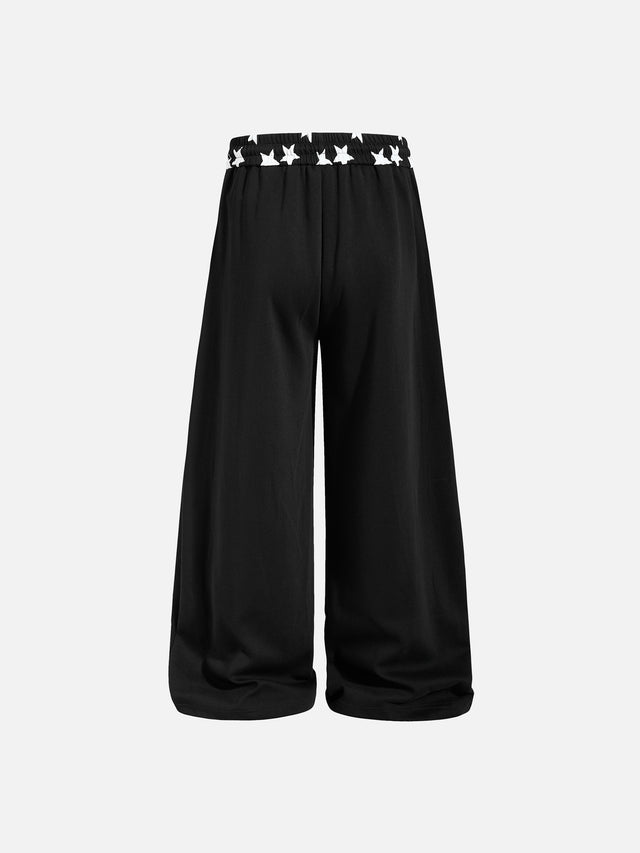 Star-Print Double-Waistband Baggy Sweatpants
