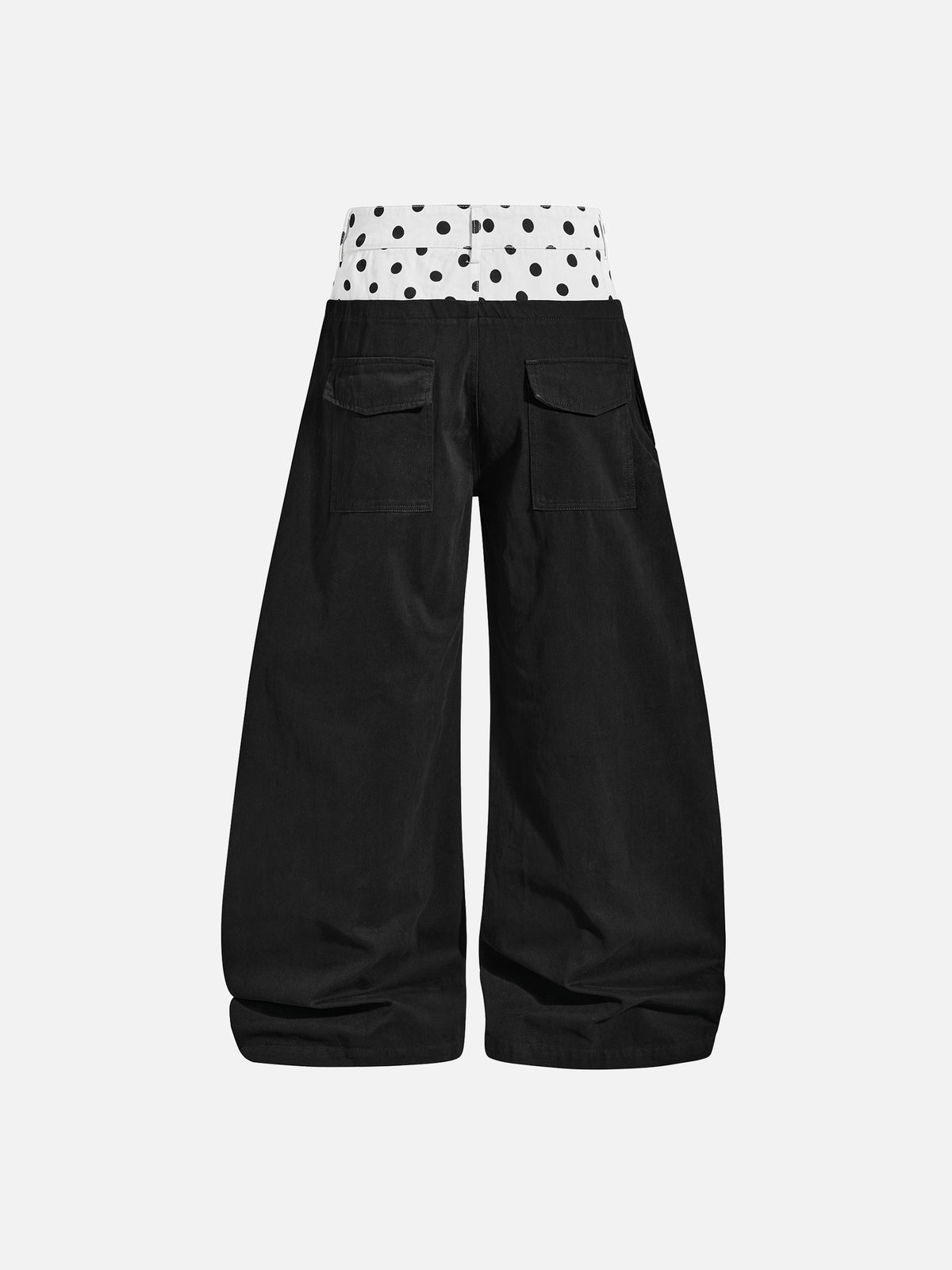 Polka-Dot Double-Waistband Baggy Casual Pants