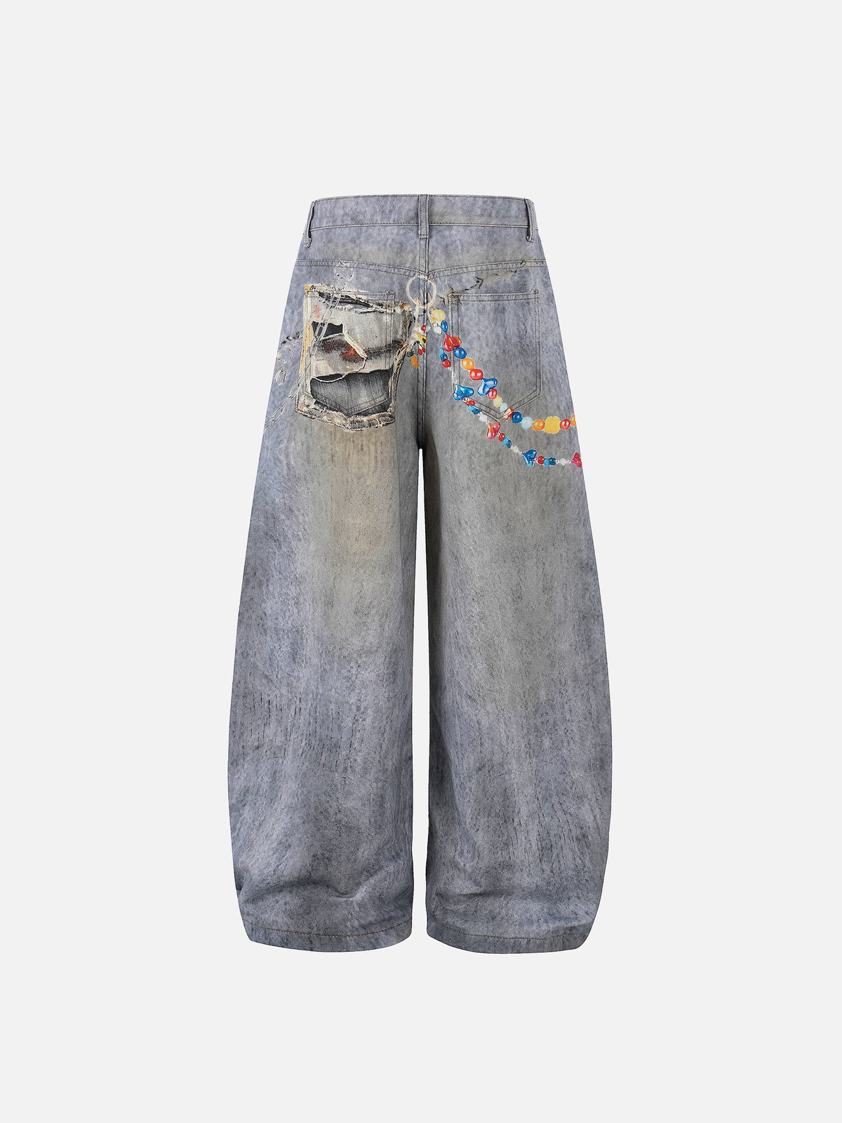 Graphic Toy-Print Distressed Acid-Wash Baggy Jeans