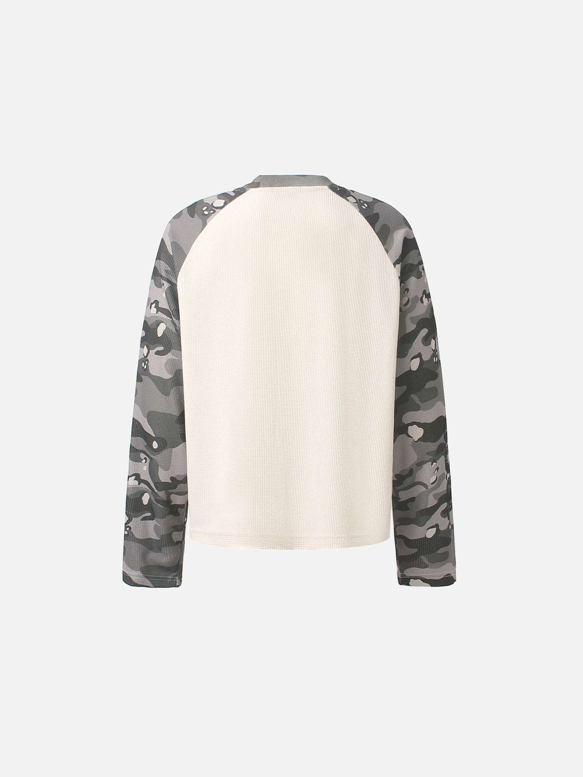 Camo Raglan-Sleeve Graphic Oversized Waffle T-Shirt