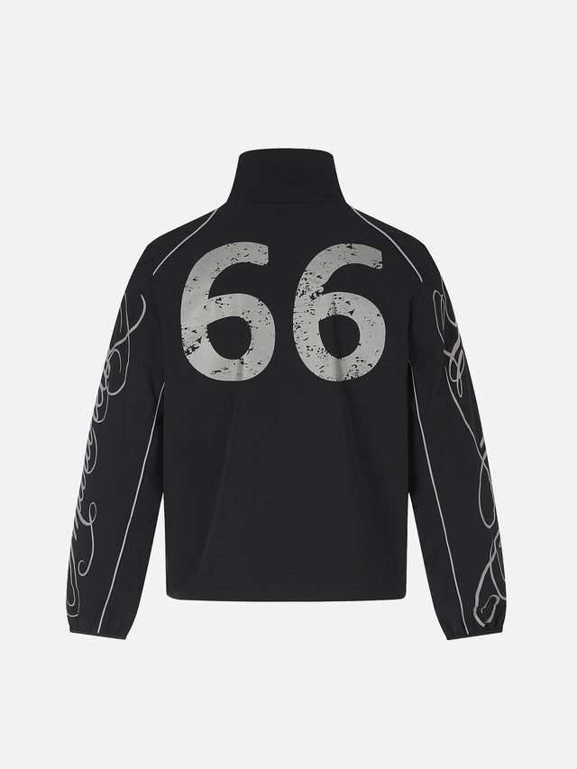 Pegasus-Embroidered Number-Print Oversized Track Jacket