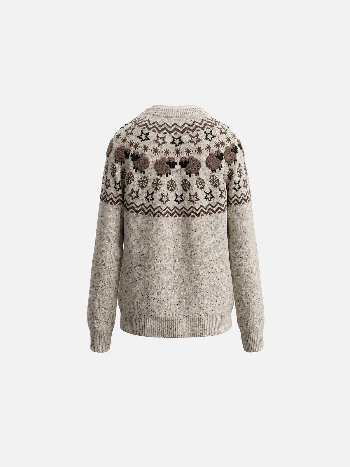 Nordic Fair Isle Sheep Pattern Oversized Knit Sweater