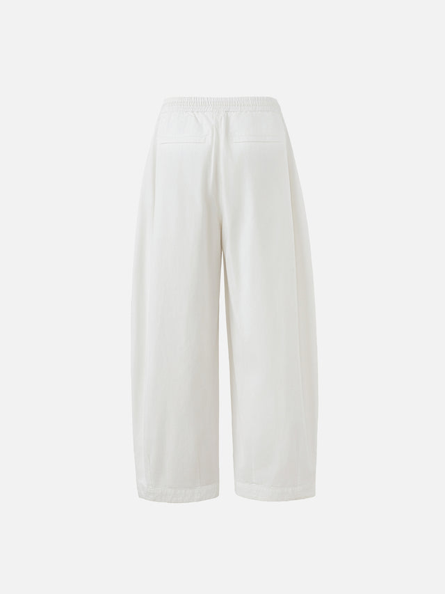 Beaded Drawstring Pleated Baggy Barrel Pants