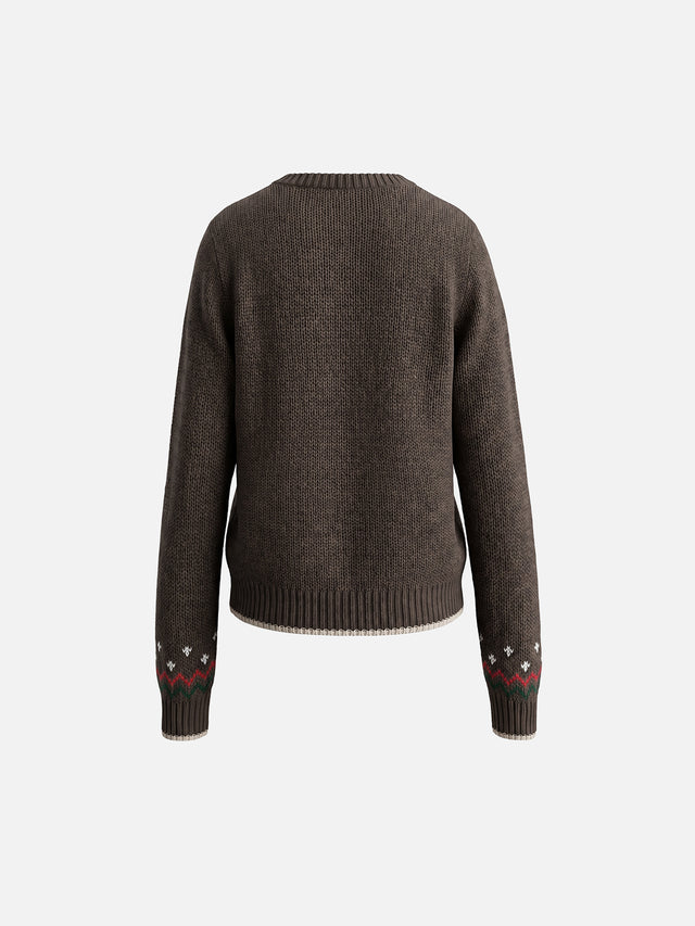 Puppy Jacquard Slim Knit Crewneck Sweater