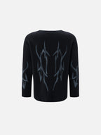 Tribal-Graphic Oversized Knit Sweater