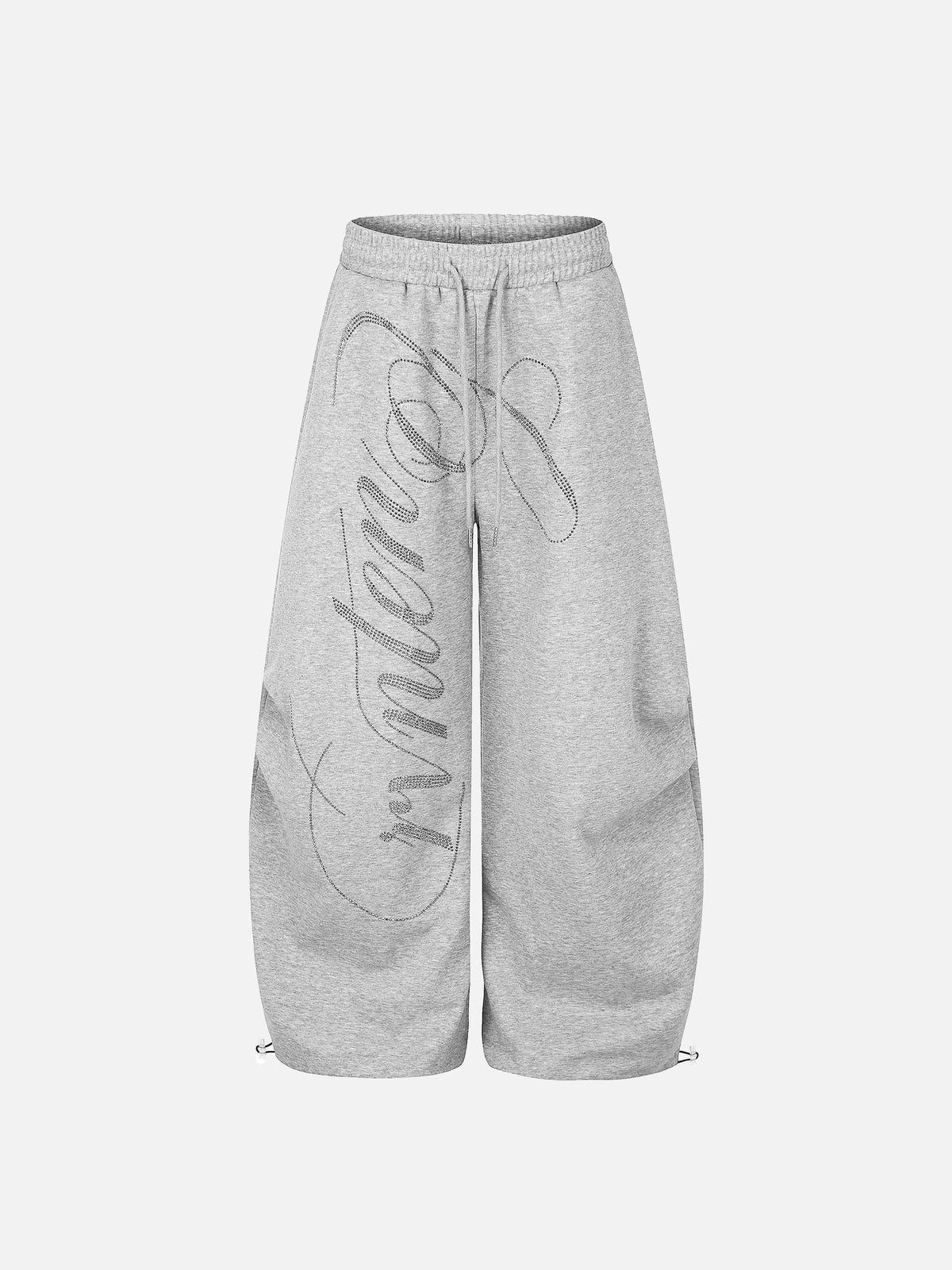Rhinestone-Script Graphic Baggy Sweatpants