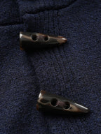 Horn-Button Hooded Boxy Knit Cardigan