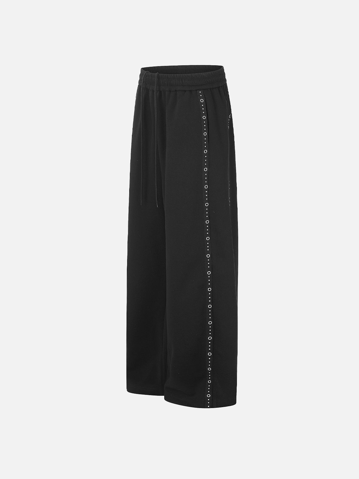 Eyelet-Studded Paneled Baggy Sweatpants