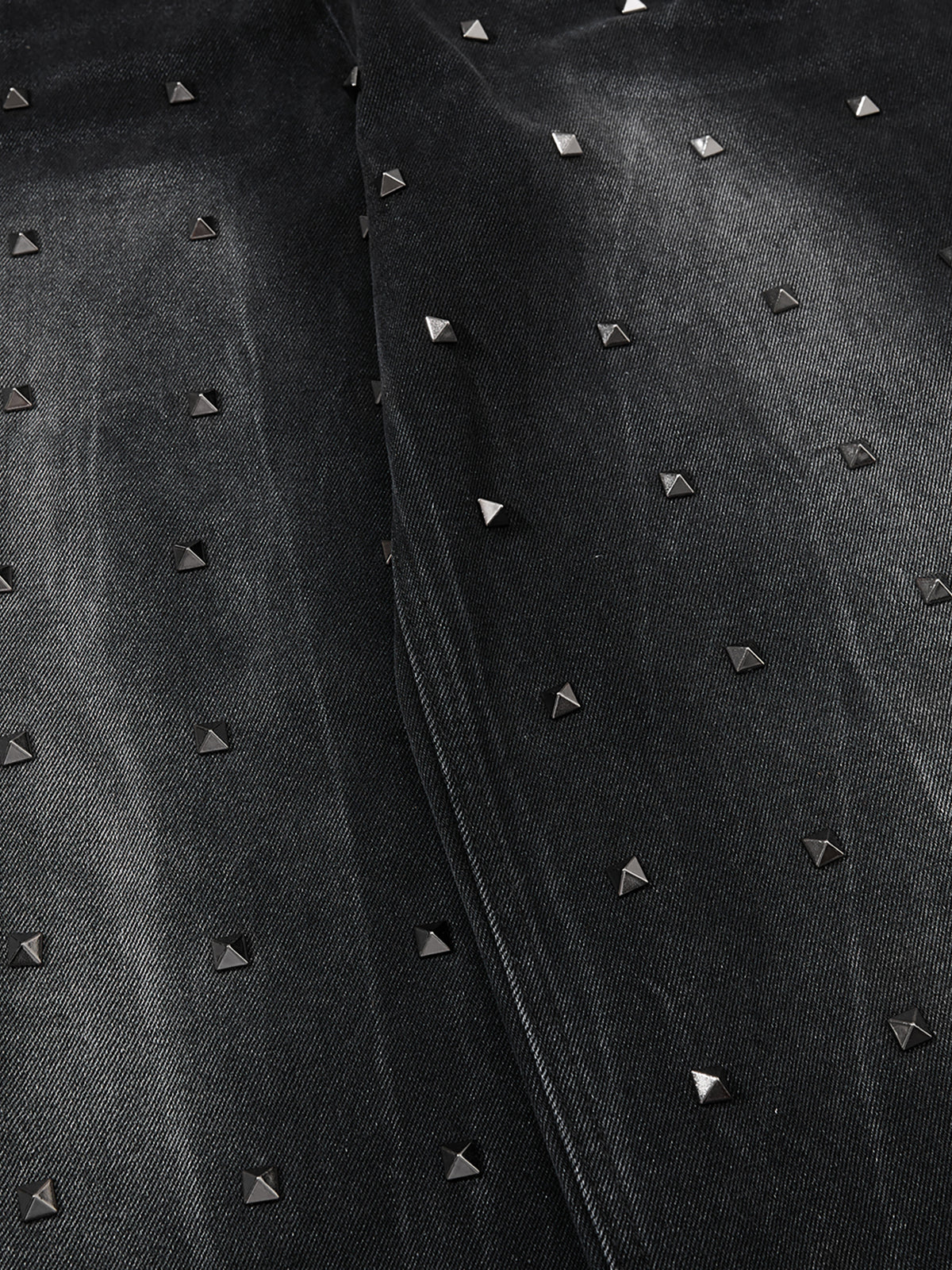 All-Over Studded Washed Baggy Jeans