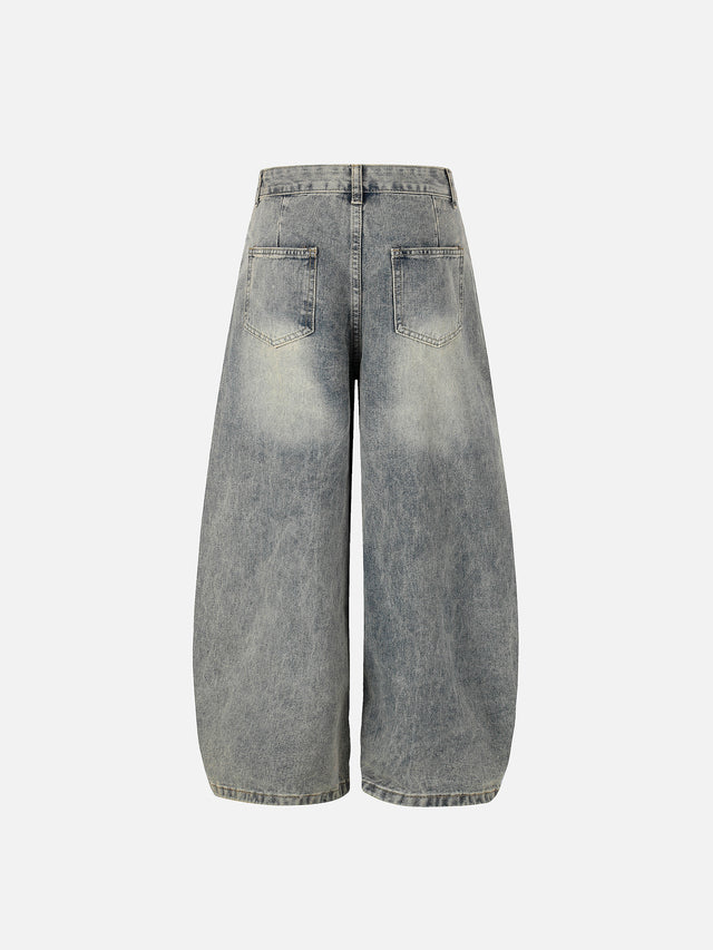 Washed Patch-Pocket Baggy Jeans
