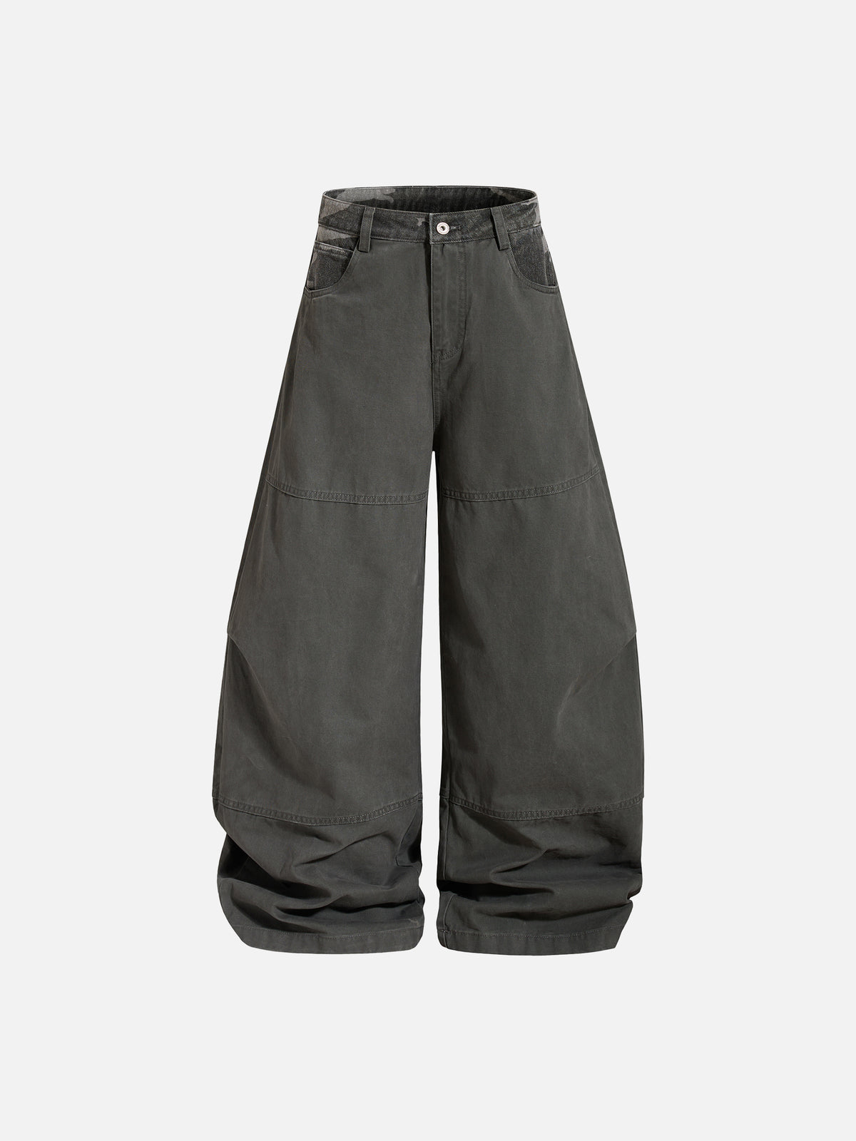 Camo-Paneled Cinch-Back Baggy Workwear Pants