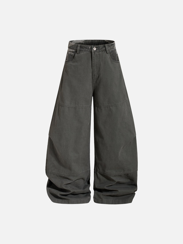 Camo-Paneled Cinch-Back Baggy Workwear Pants