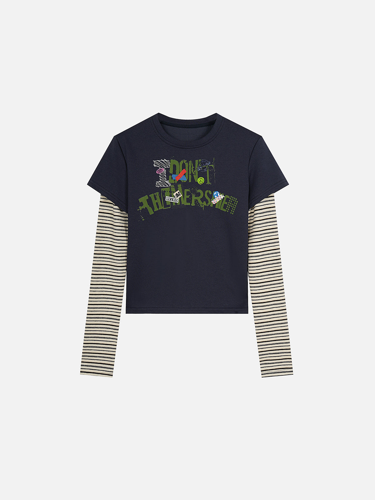 Retro Graphic Layered-Sleeve Boxy T-Shirt