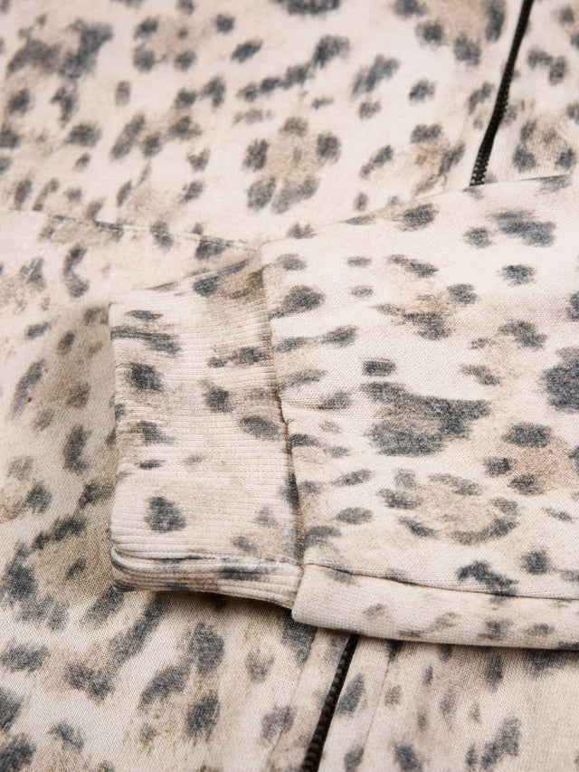 All-Over Leopard Print Boxy Zip Hoodie