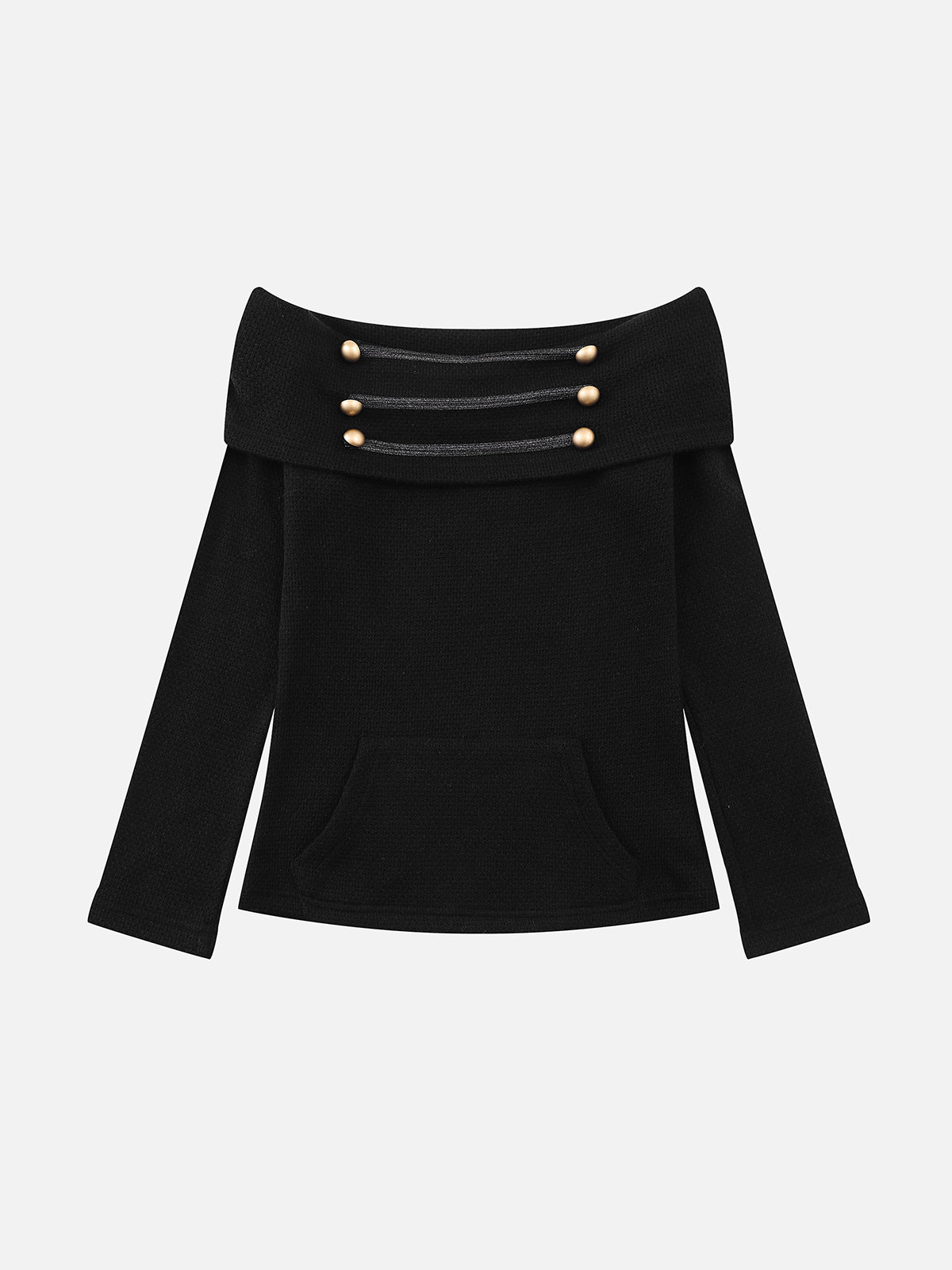 Wool-Blend Braided-Trim Off-Shoulder Slim-Fit Sweater