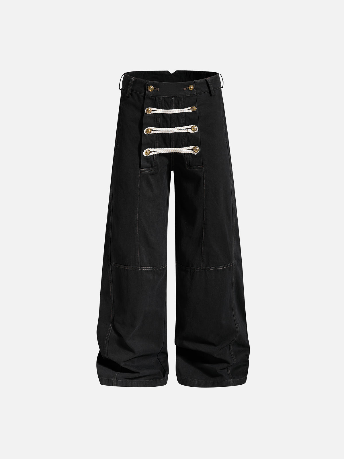 Rope-Detail Washed Baggy Jeans