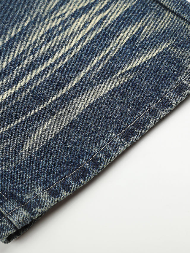 Studded-Cross Whiskered-Faded Bootcut Jeans