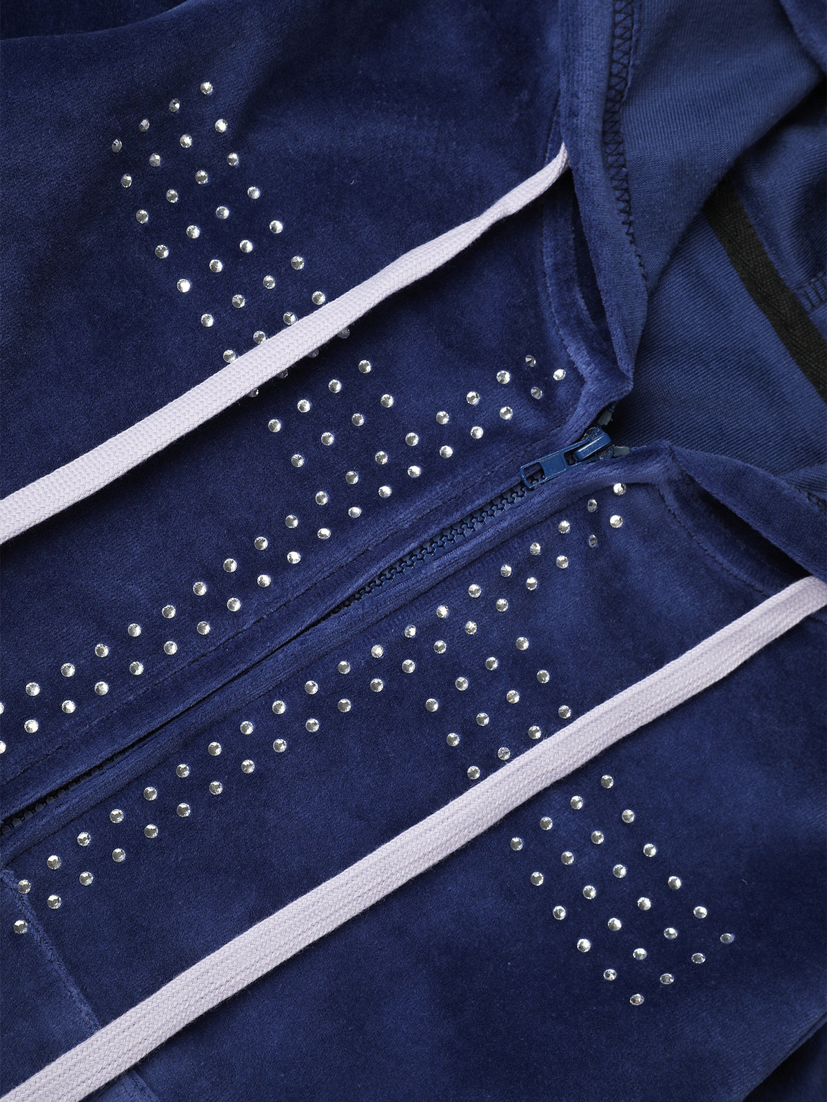Rhinestone Cross Velour Zip-Up Hoodie