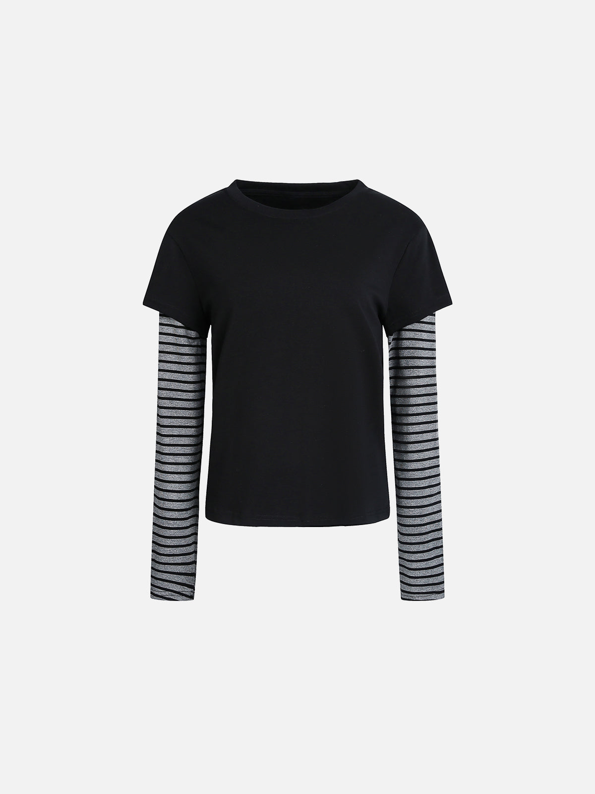 Striped Double-Layer Long-Sleeve Slim T-Shirt