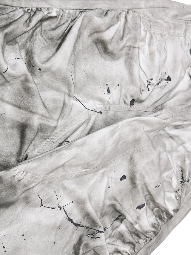 Acid-Washed Splatter-Print Double-Waistband Super Baggy Pants
