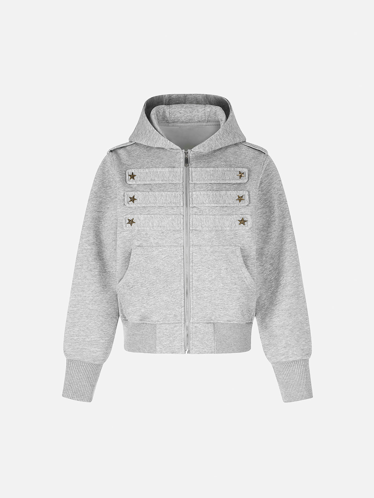 Star-Shaped Studded Boxy Zip-Up hoodie