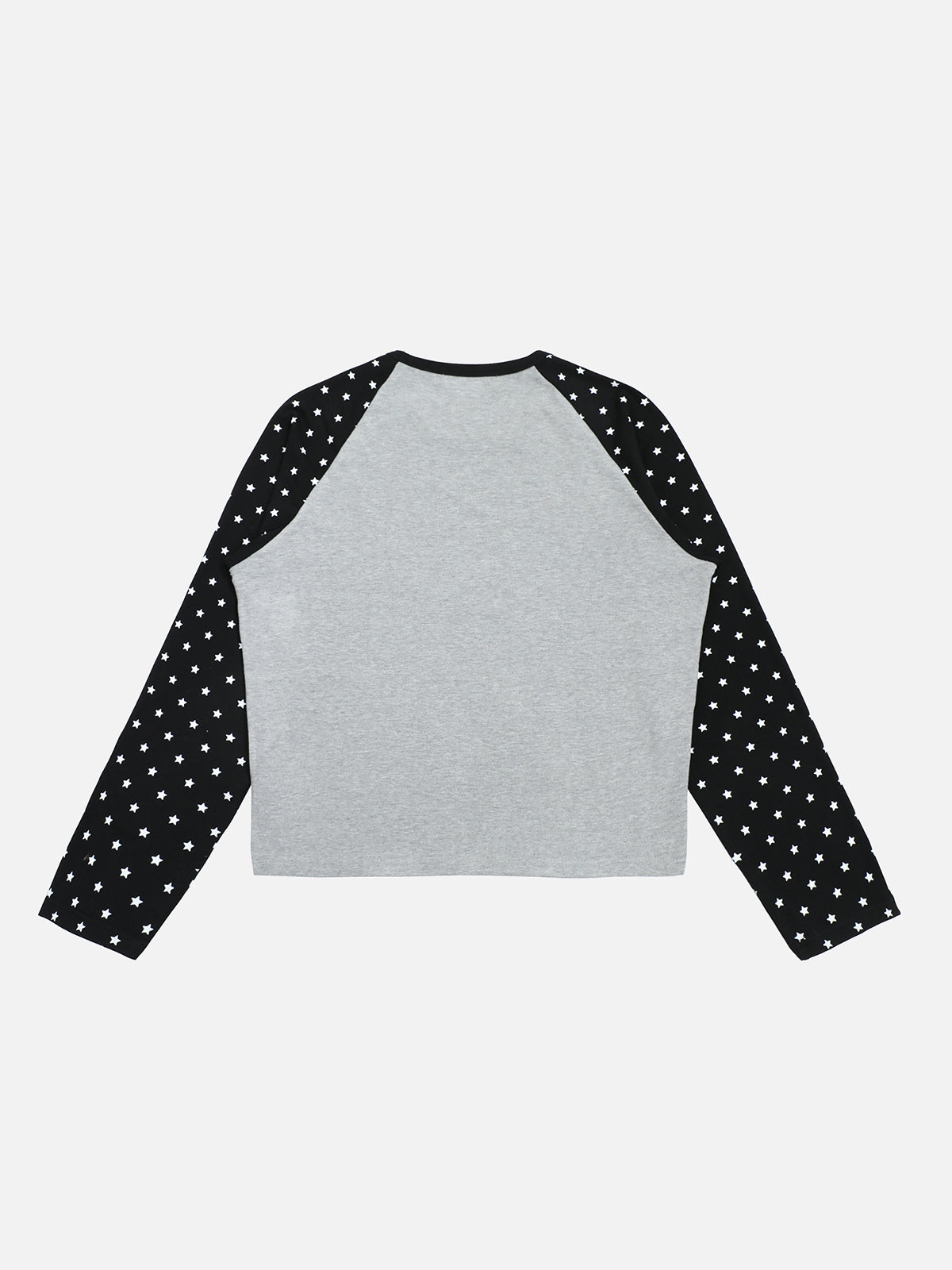 Star-Print Raglan Sleeve Cropped Graphic Long-Sleeve T-Shirt