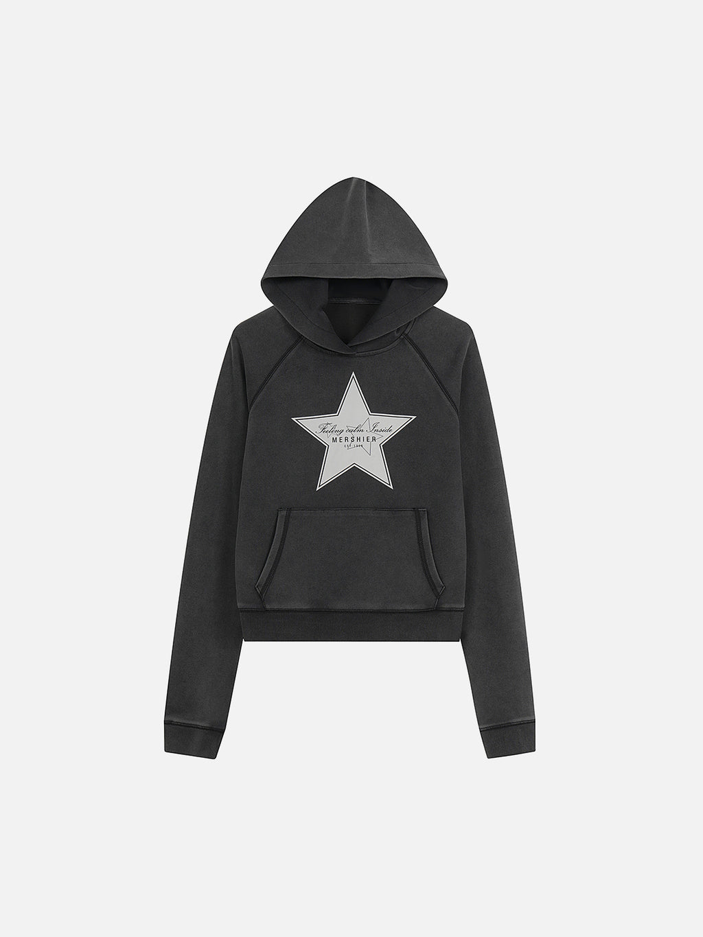 Washed Buckle-Strap Boxy Zip-Up Hoodie