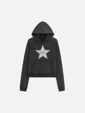 Washed Buckle-Strap Boxy Zip-Up Hoodie