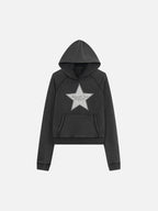 Washed Buckle-Strap Boxy Zip-Up Hoodie