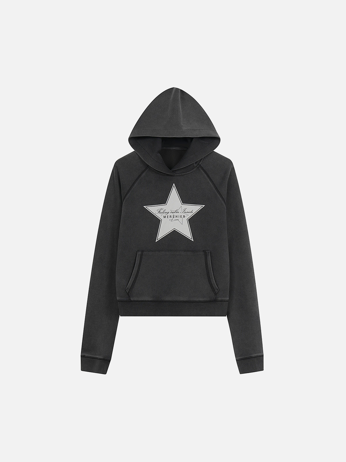 Washed Buckle-Strap Boxy Zip-Up Hoodie