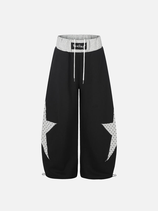 Polka-Dot Star-Appliqué Baggy Sweatpants