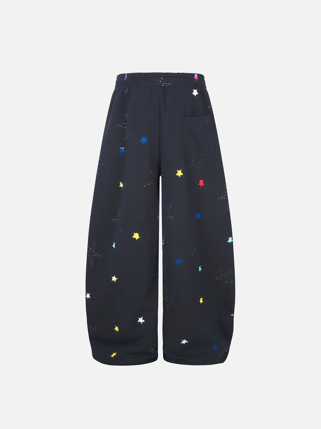 Multi-Star Print Graphic Baggy Balloon Sweatpants