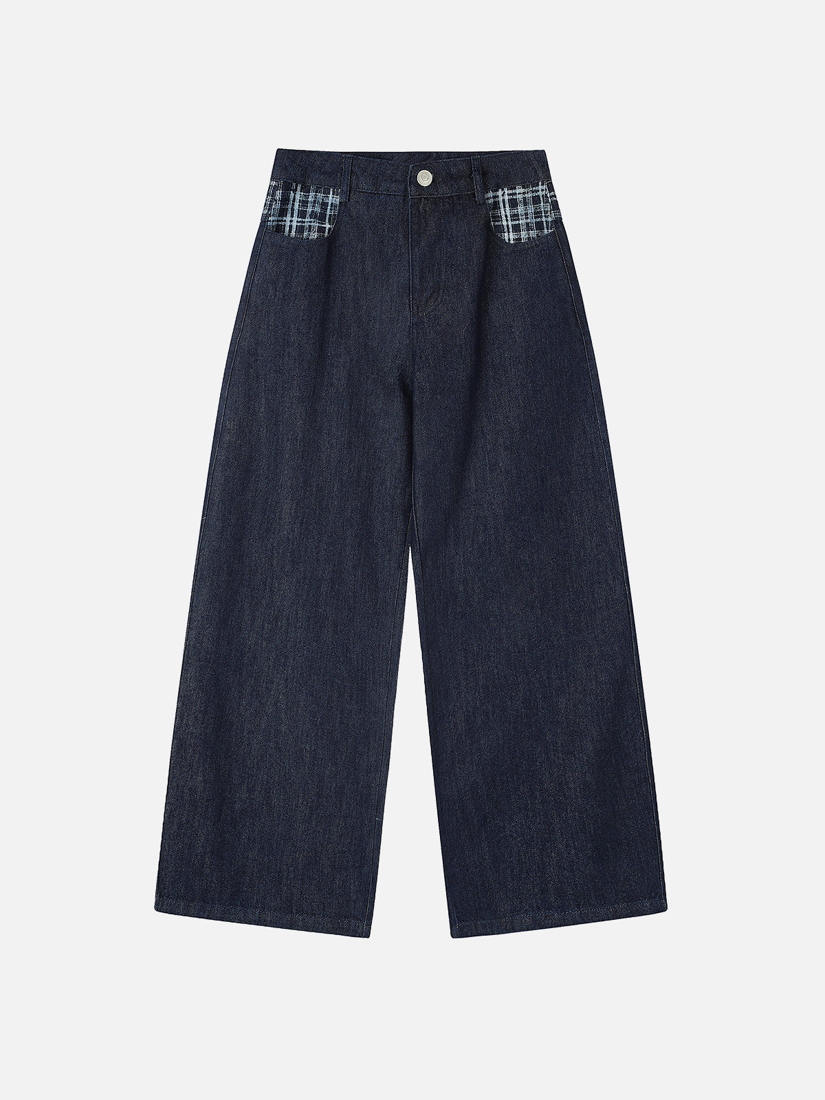 Plaid-Panelled Straight-Leg Jeans