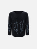 Tribal-Graphic Oversized Knit Sweater