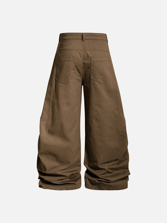 Hardware-Detail Draped Baggy Jeans
