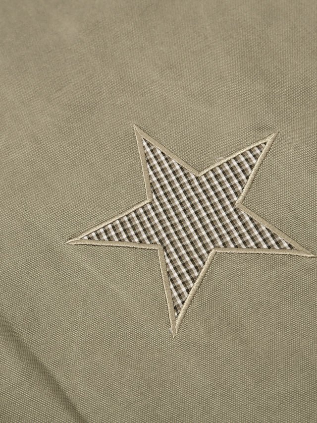 Houndstooth Star Appliqué Studded Baggy Cargo Pants
